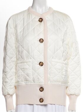 Burberry Narin Quilt Front Logo Jacquard Sweater Jacket